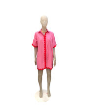 Load image into Gallery viewer, By Frankie  Scallops Oversized Shirt Dress
