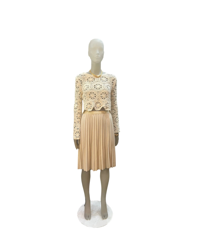 Nava Beige Pleated Skirt