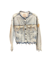 Load image into Gallery viewer, COA Studded Tassel Denim Jacket
