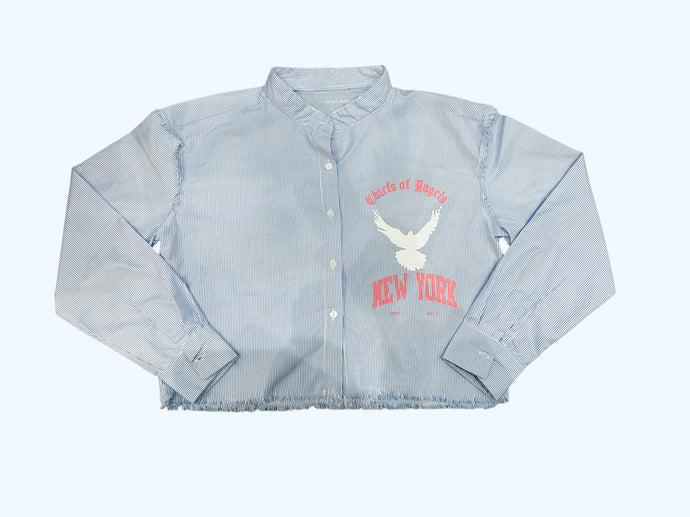 Coa Blue Stripe Crop Shirt