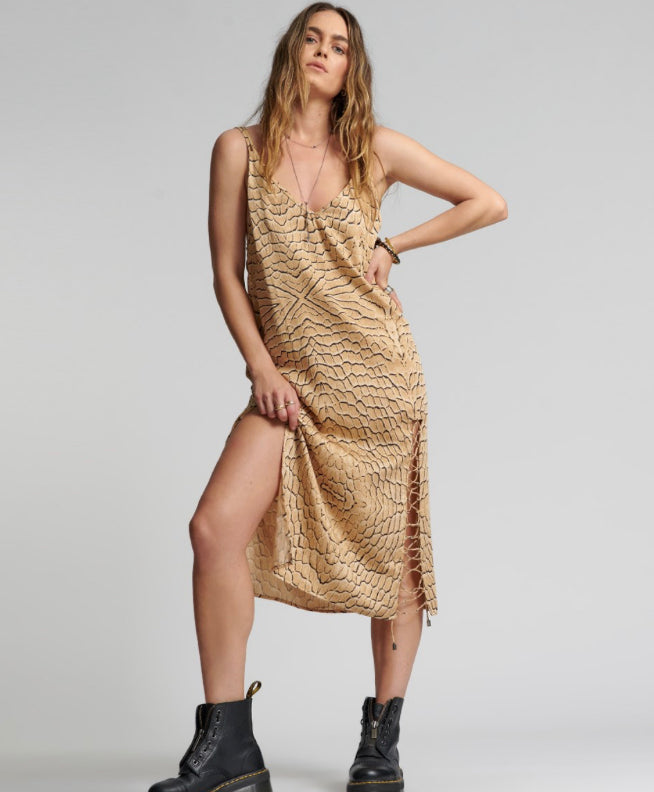 SNAKE DELUSIONAL LACED SLIP DRESS