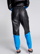 Load image into Gallery viewer, Blk/Blu Leather Track Pants
