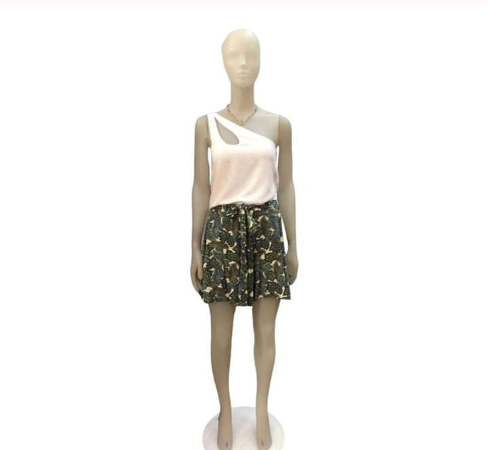 MT Green Floral Flare Shorts