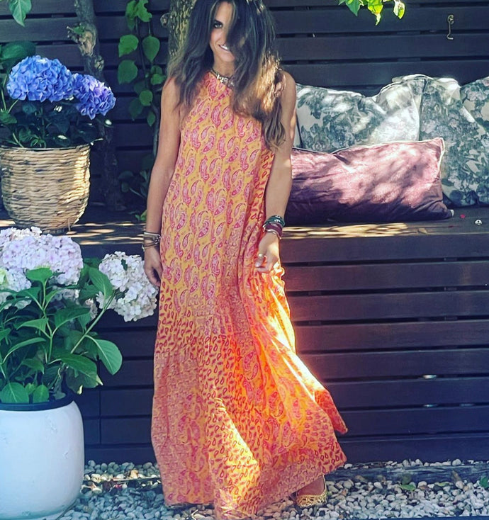 One Shoulder Paisley Maxi